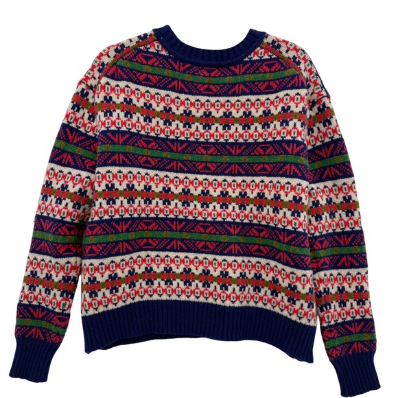 J. Crew Holiday 2014 Fair Isle Sweater Lambs Wool Multi Color Festive Heritage - Picture 6 of 7